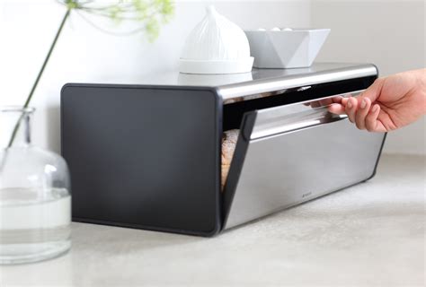 brabantia fall front bread box in steel|fall front bread bin uk.